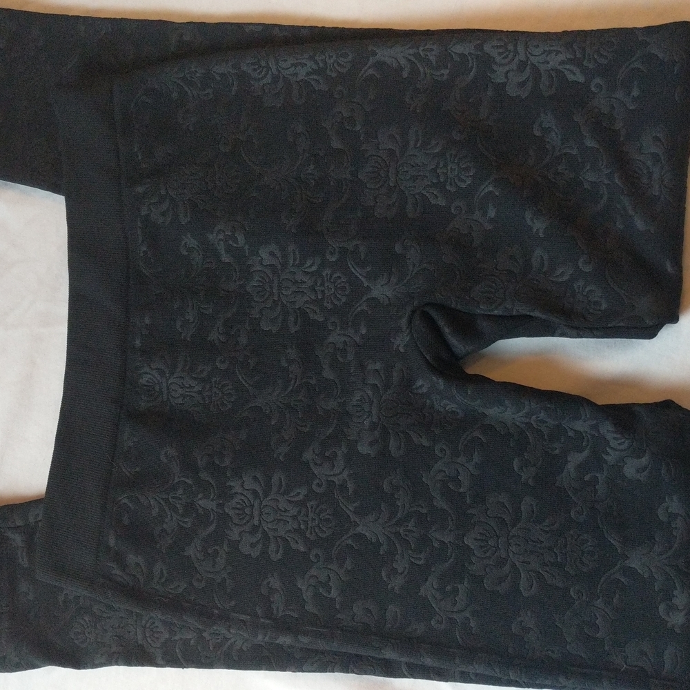 Black on black flower patterned leggings